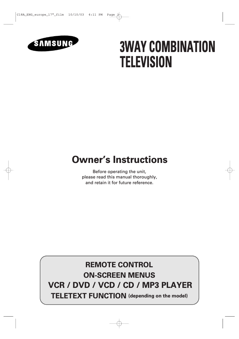 Page 1 de la notice Manuel utilisateur Samsung UW17J11VD