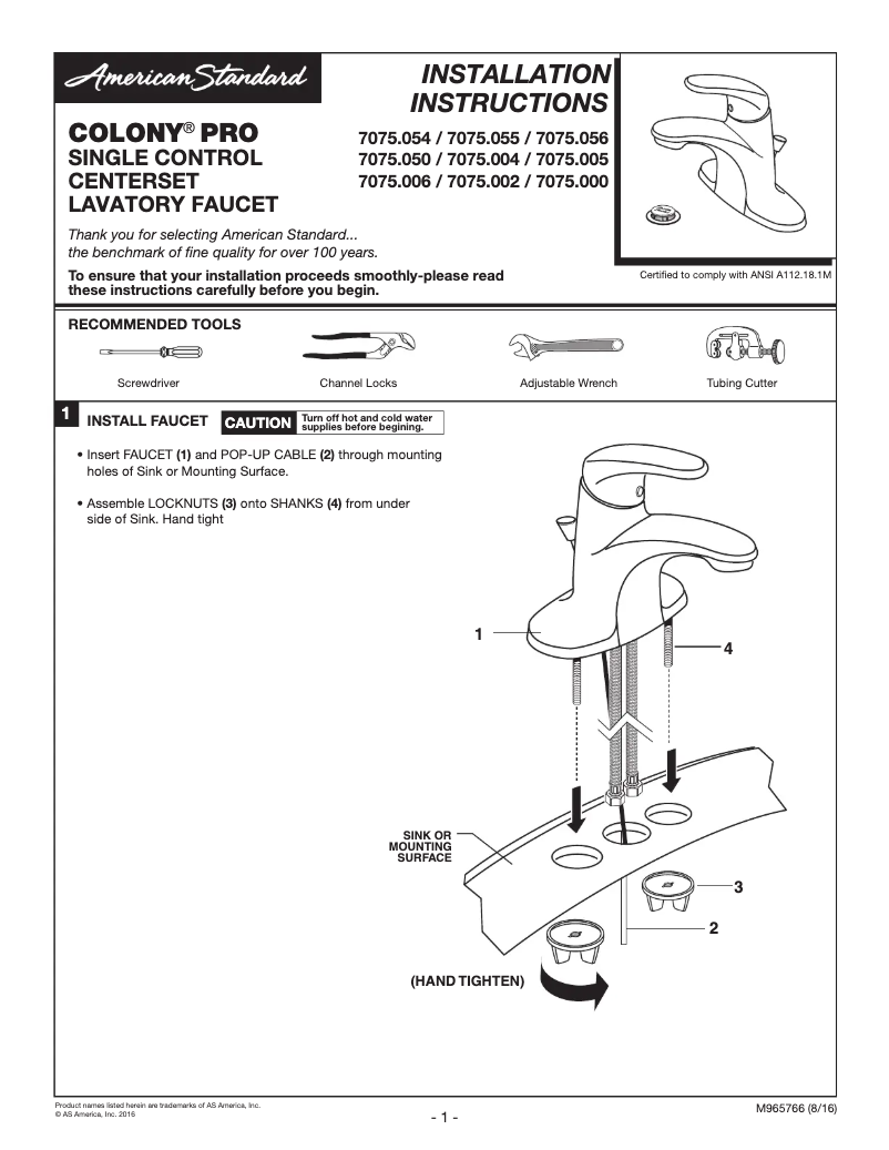Image de la première page du manuel de l'appareil Colony Pro 7075.002.002