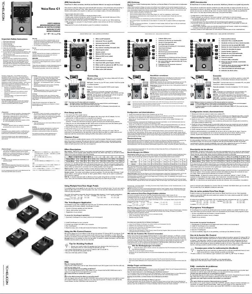Page 1 de la notice Manuel utilisateur TC Helicon VoiceTone C1