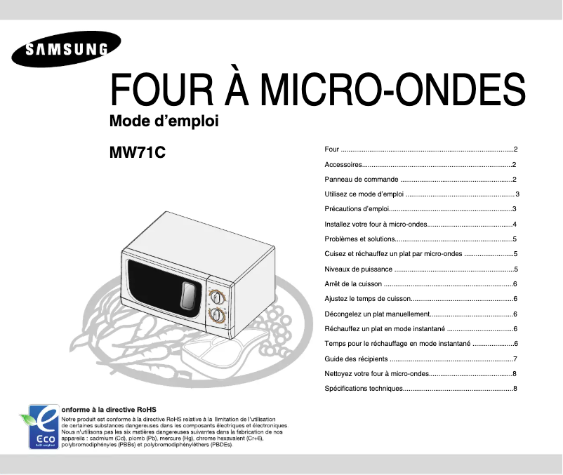 Imagen de la primera página del manual del dispositivo MW71E