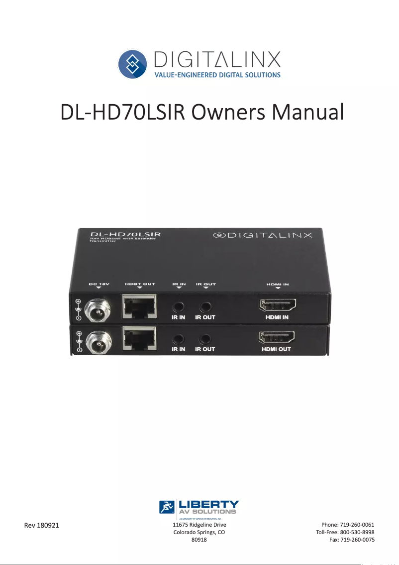 Image de la première page du manuel de l'appareil DL-HD70LSIR