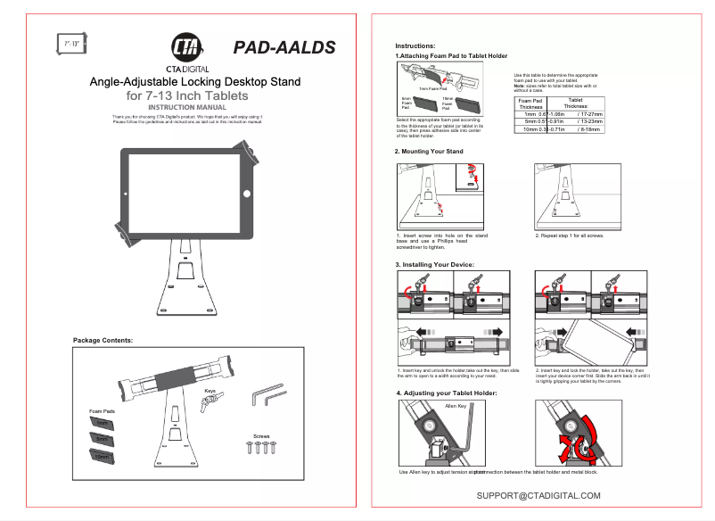 Page 1 de la notice Manuel utilisateur CTA Digital PAD-AALDS