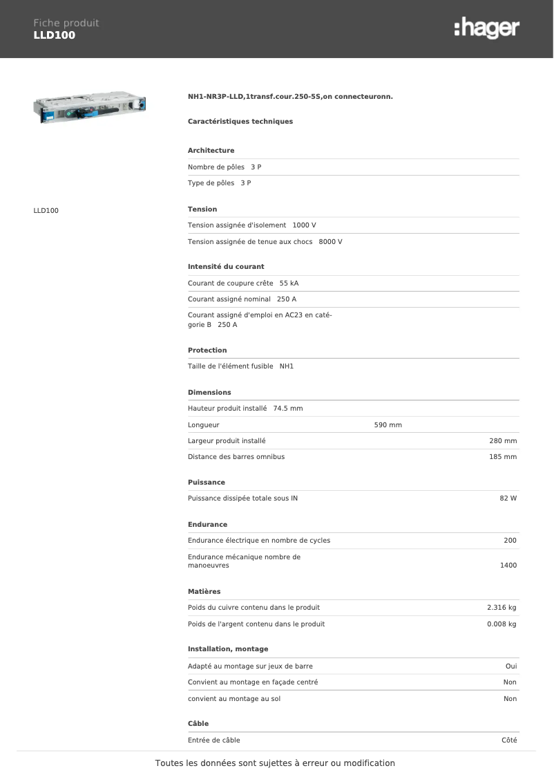 Image de la première page du manuel de l'appareil LLD100