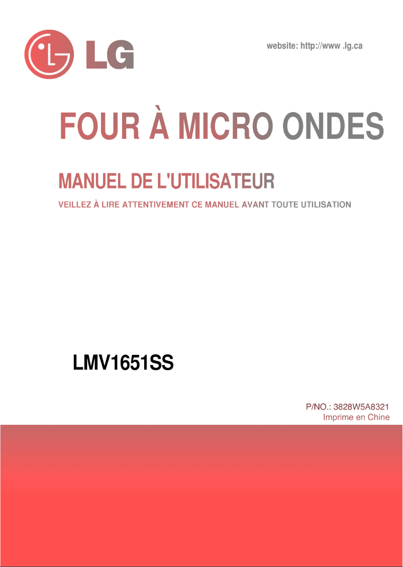 Page 1 de la notice Manuel utilisateur LG LMV1651SS