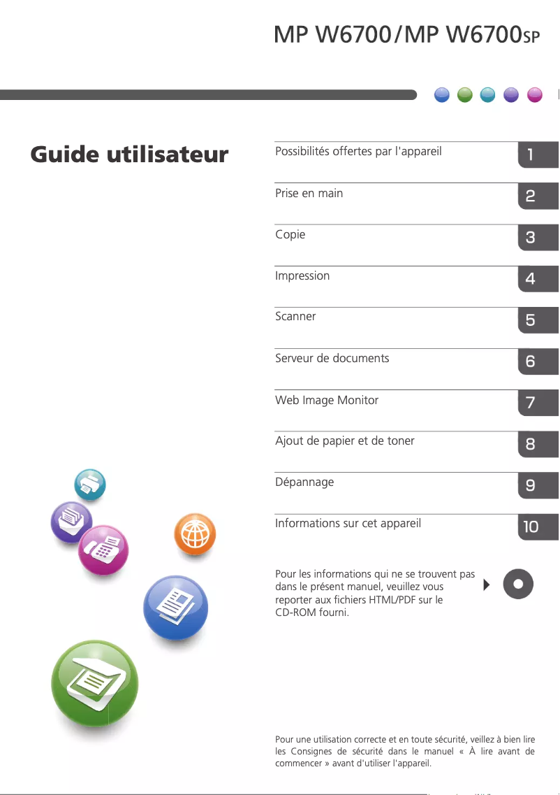 Image de la première page du manuel de l'appareil MP W6700SP