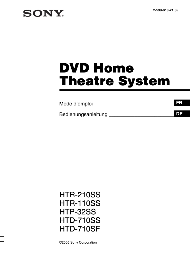 Page 1 de la notice Manuel utilisateur Sony HTR-210SS