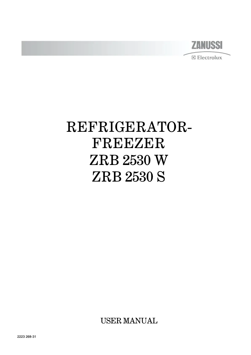 Image de la première page du manuel de l'appareil ZRB2530W