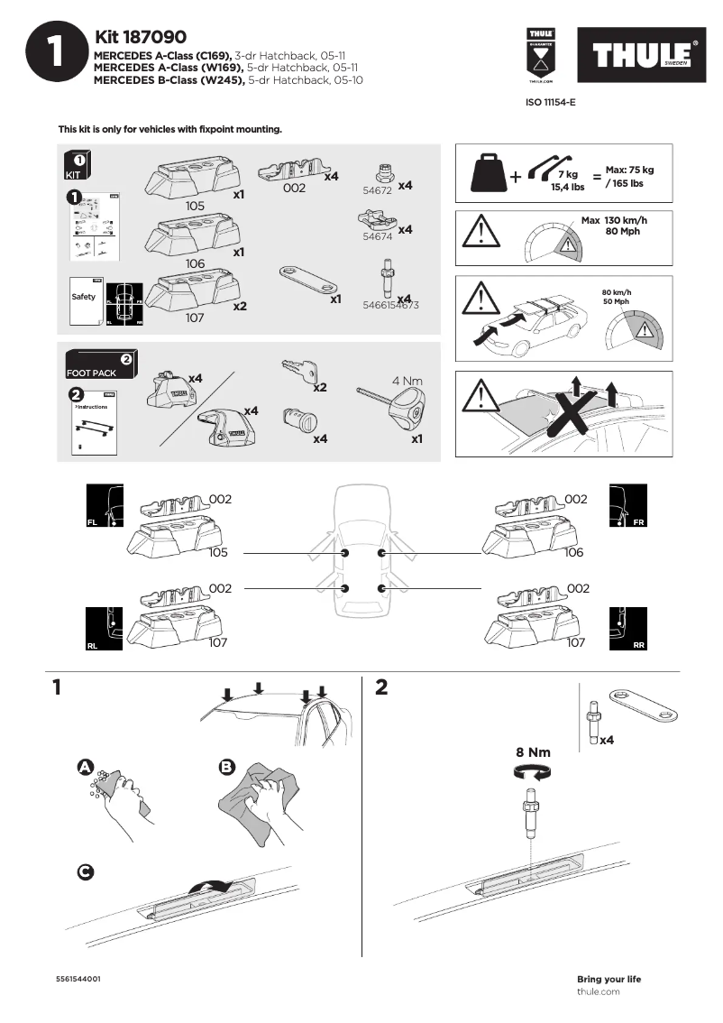 Página 1 del manual Manual de usuario Thule Kit 187090