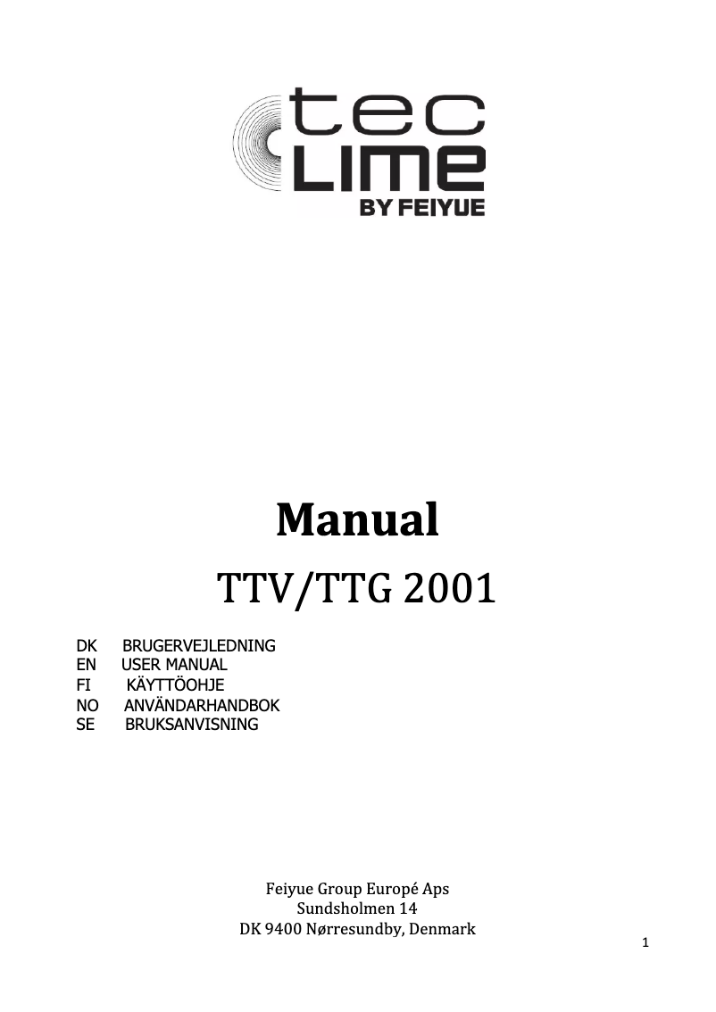 Page 1 de la notice Manuel utilisateur TecLime TTG 2001