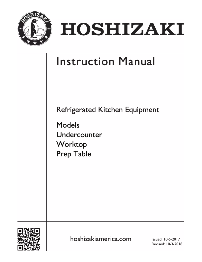 Page 1 de la notice Guide d'installation Hoshizaki CRMR60