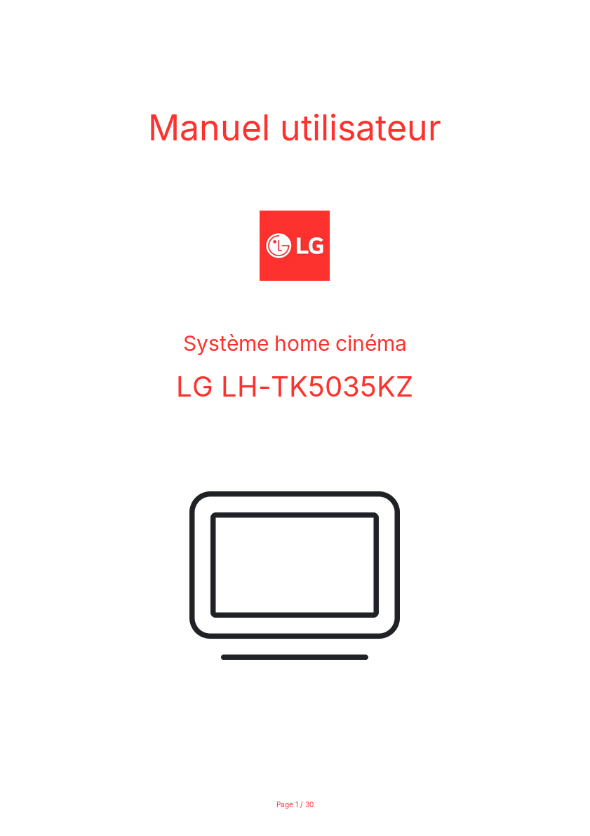 Page n°1 - Manuel utilisateur LG LH-TK5035KZ