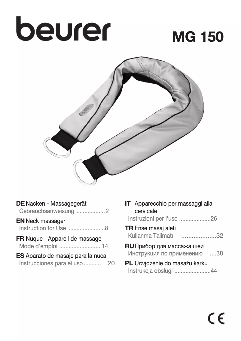 Page 1 de la notice Manuel utilisateur Beurer MG 150
