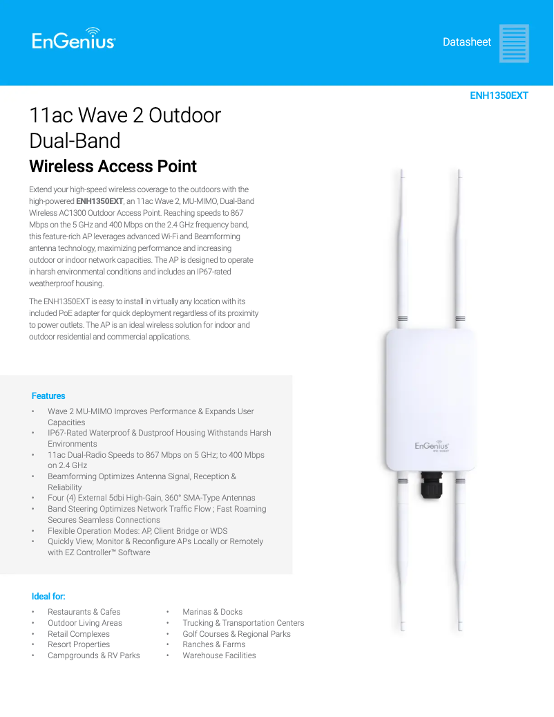 Image de la première page du manuel de l'appareil ENH1350EXT