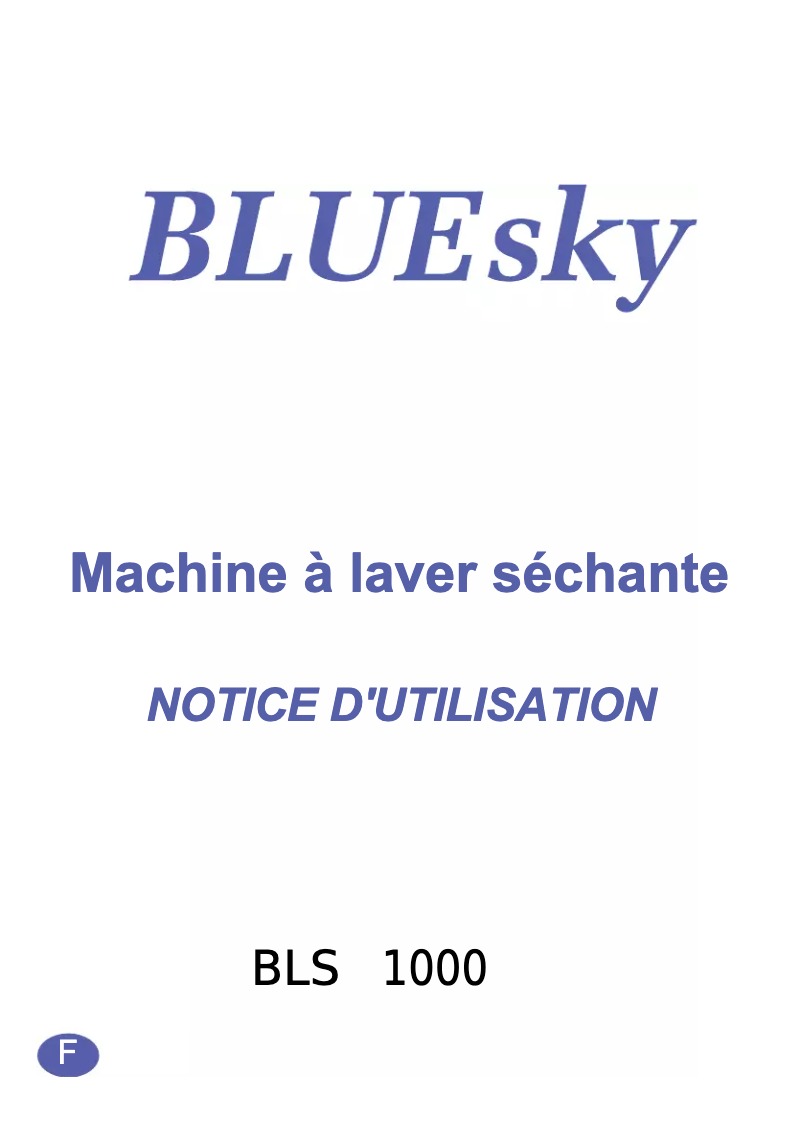 Page n°1 - Manuel utilisateur Bluesky BLS 1000