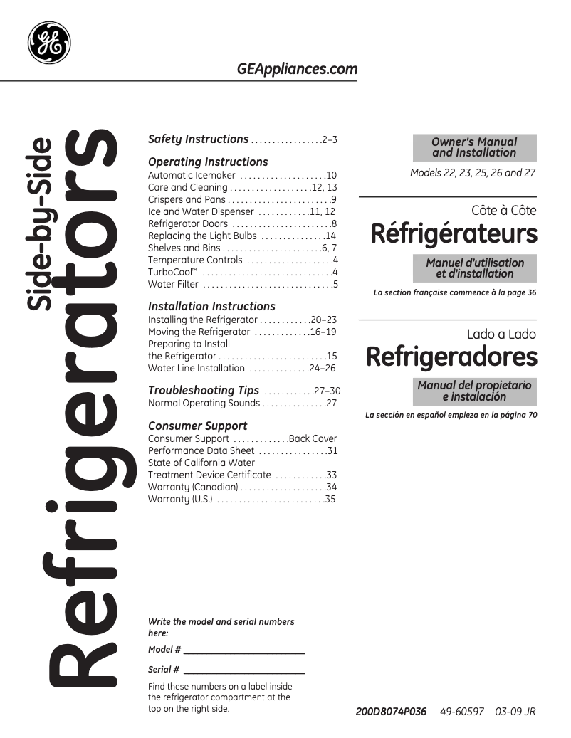 Image de la première page du manuel de l'appareil ESHS6PGYSS