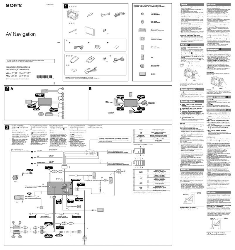 Page 1 de la notice Guide d'installation Sony XNV-L77BT