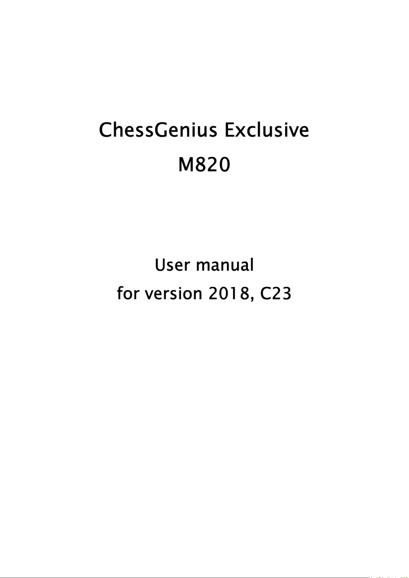 Page n°1 - Manuel utilisateur Millennium ChessGenius Exclusive M820
