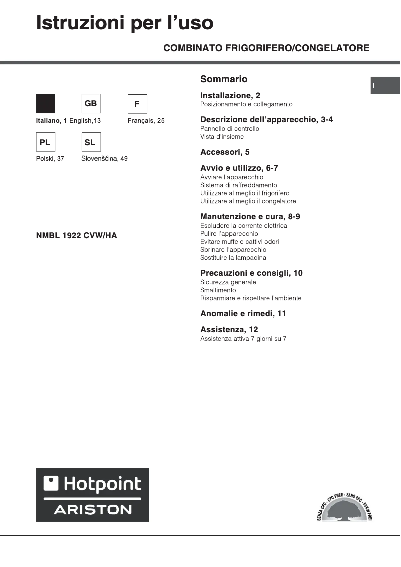 Page 1 de la notice Manuel utilisateur Hotpoint NMBL 1922 CVW/HA