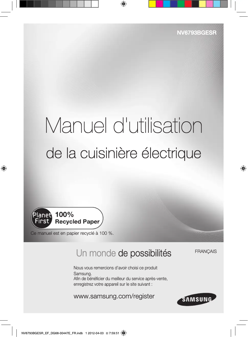 Page 1 de la notice Manuel utilisateur Samsung NV6793BGESR