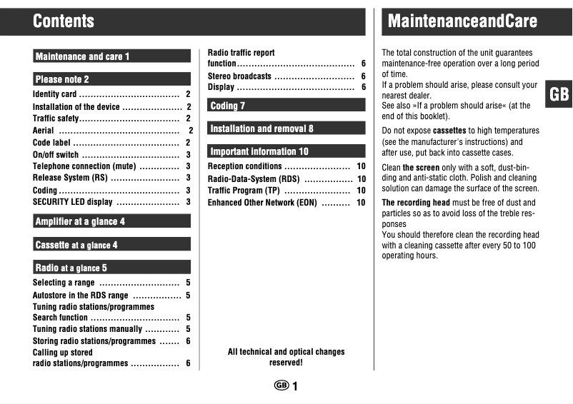 Imagen de la primera página del manual del dispositivo WKC 1703 RDS