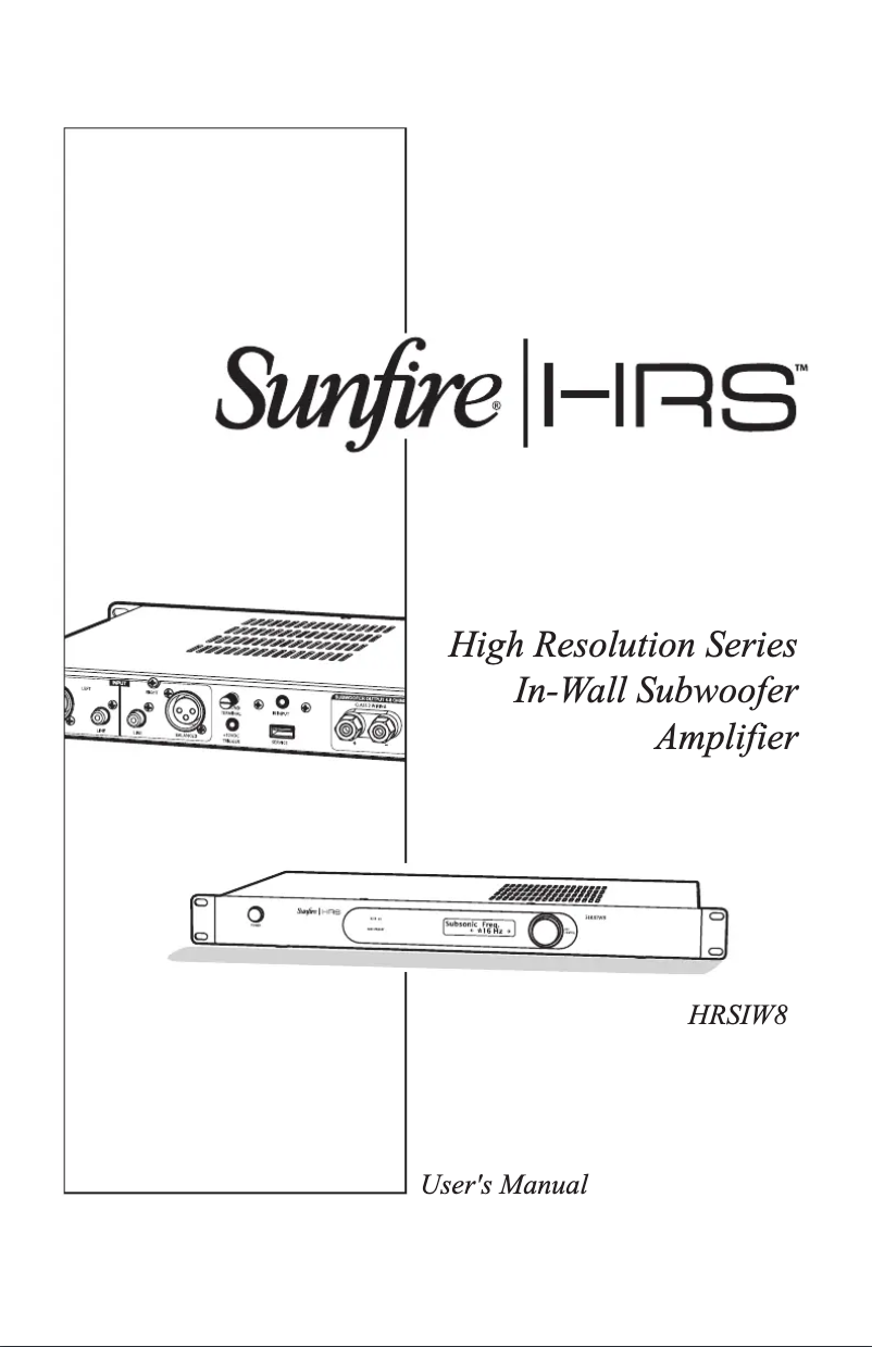 Page 1 de la notice Manuel utilisateur Sunfire HRSIW8