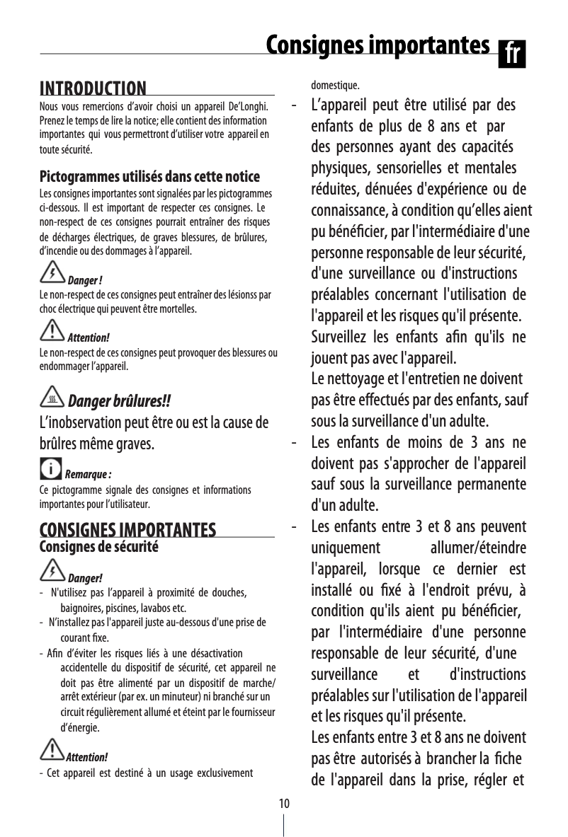 Page 1 de la notice Manuel utilisateur DeLonghi Caldobagno HBC 3030