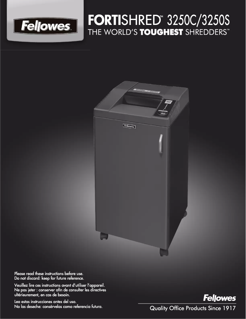 Page n°1 - Manuel utilisateur Fellowes Fortishred 3250C