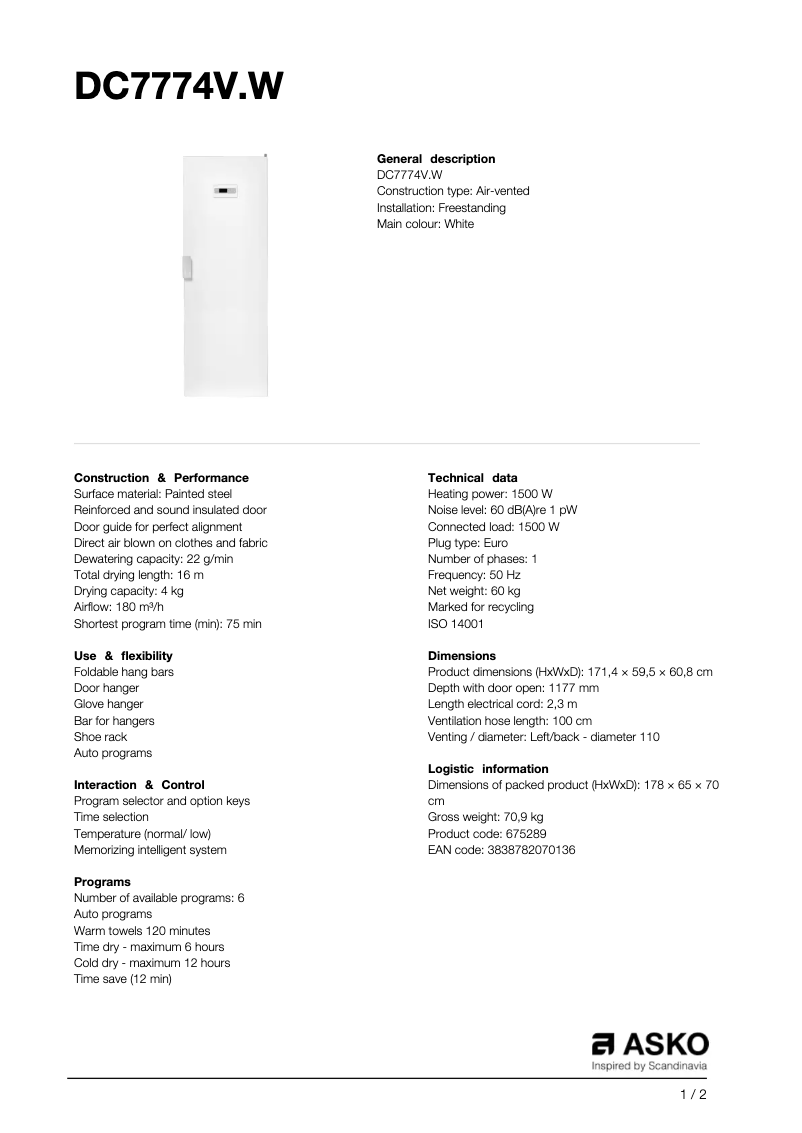 Image de la première page du manuel de l'appareil DC7774V.W