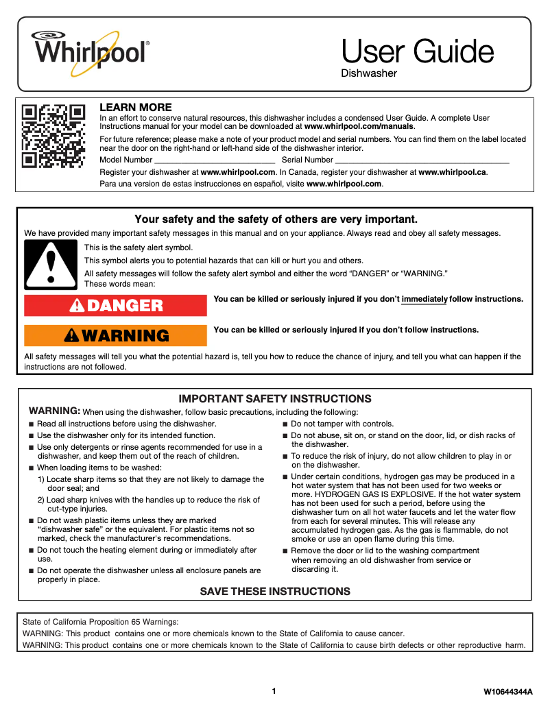 Image de la première page du manuel de l'appareil WDF320PADD