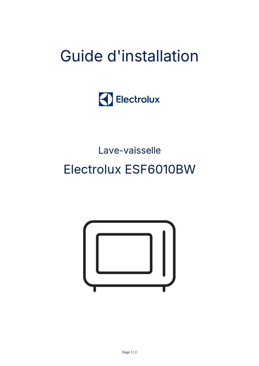 Image de la première page du manuel de l'appareil ESF6010BW