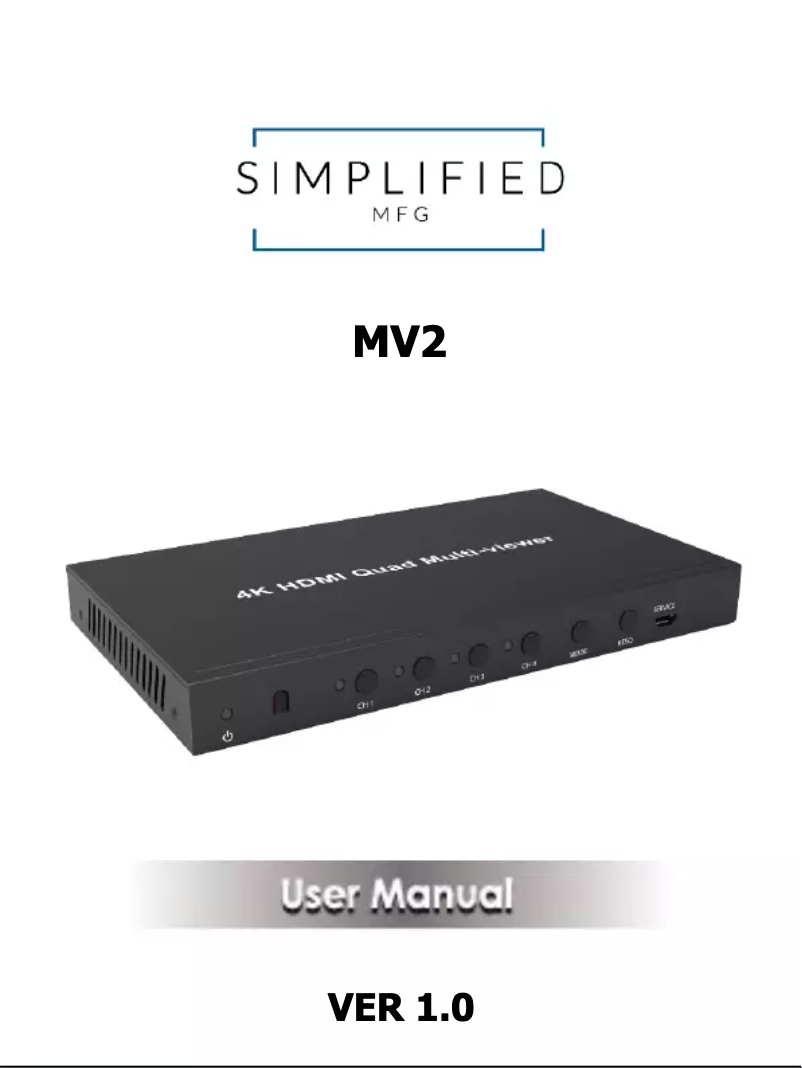 Page 1 de la notice Manuel utilisateur Simplified MFG MV2