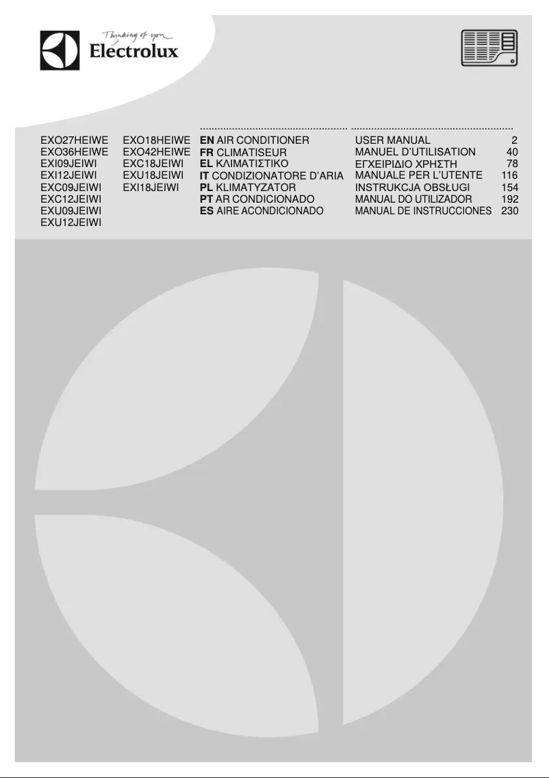 Page 1 de la notice Manuel utilisateur Electrolux EXU18JEIWI