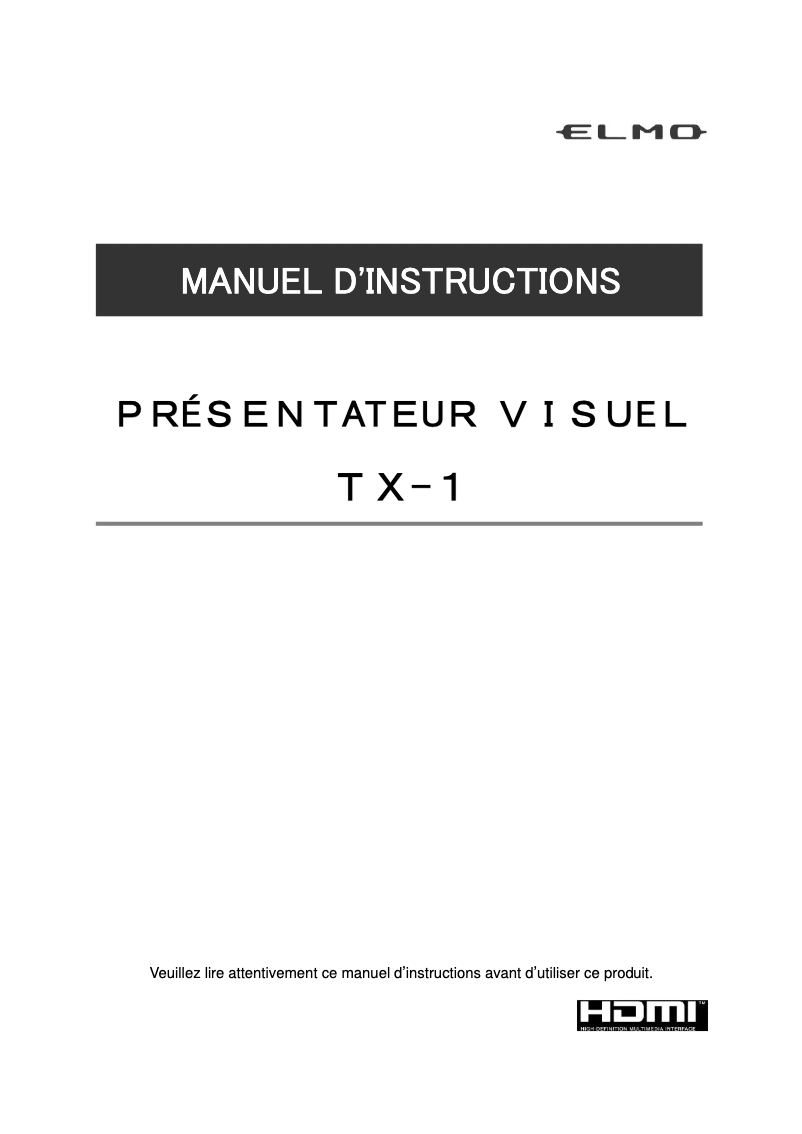 Page n°1 - Manuel utilisateur Elmo TT-L1