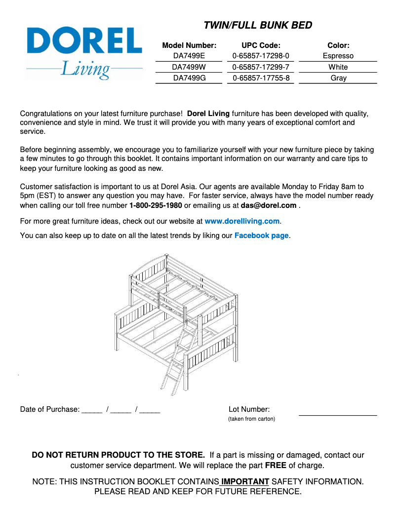 Image de la première page du manuel de l'appareil DA7499G