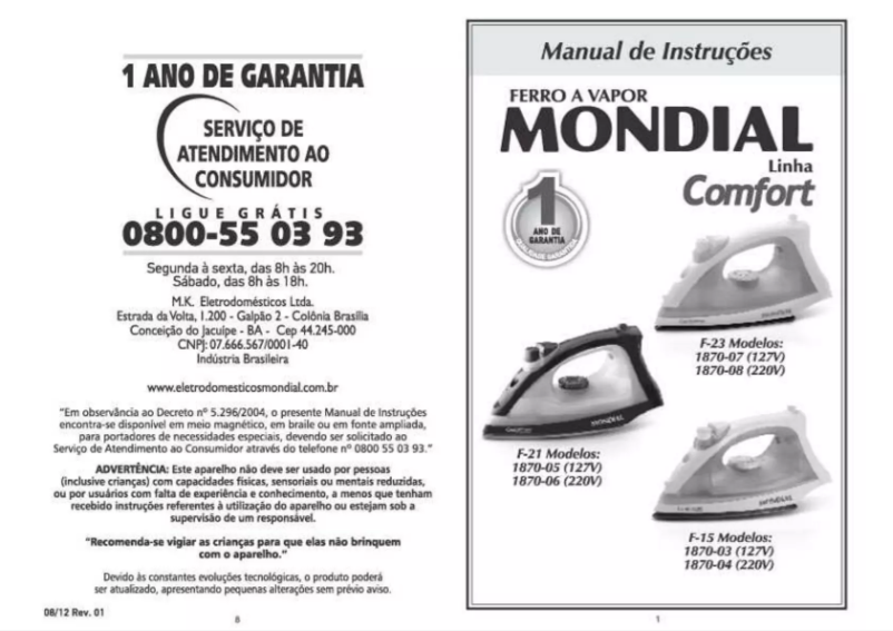Página 1 del manual Manual de usuario Mondial Comfort F-23