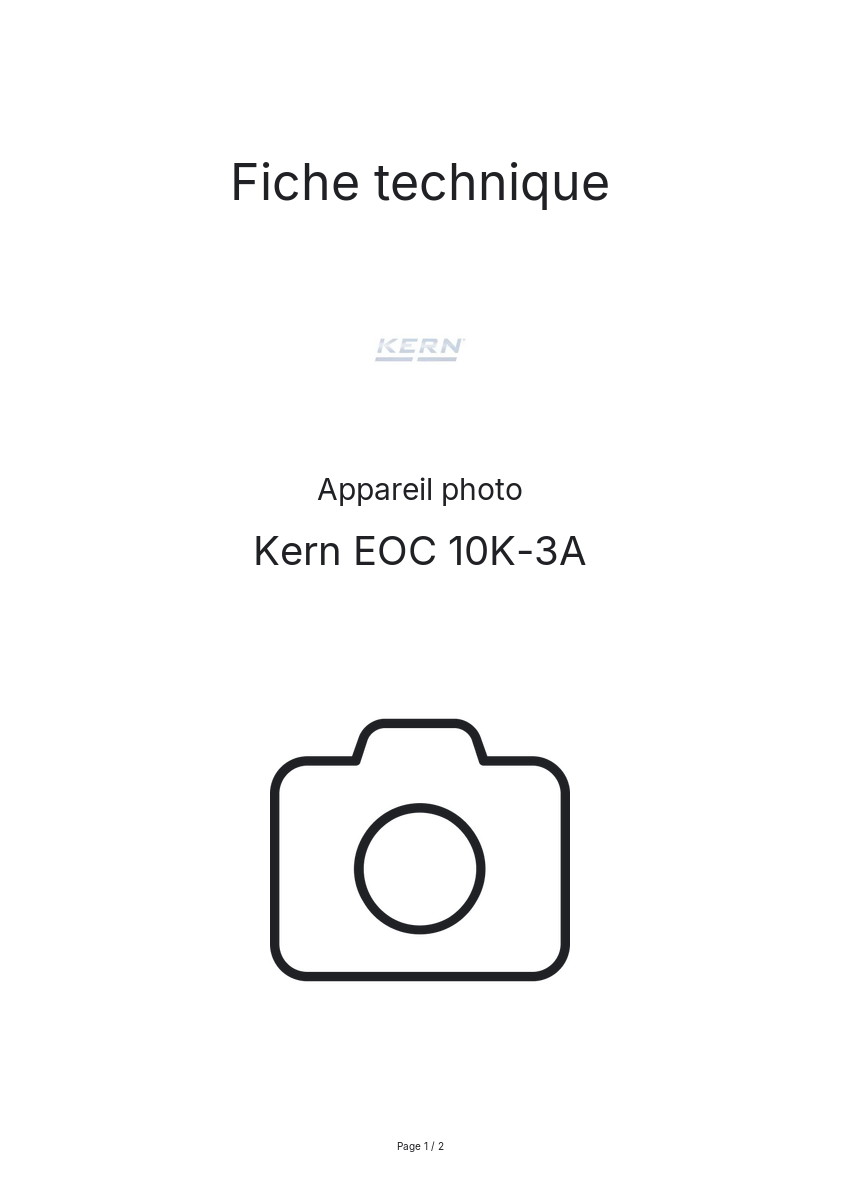 Page n°1 - Fiche technique Kern EOC 10K-3A