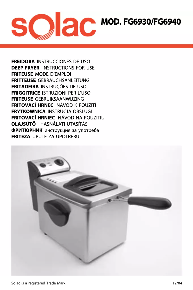 Page n°1 - Manuel utilisateur Solac FG6940