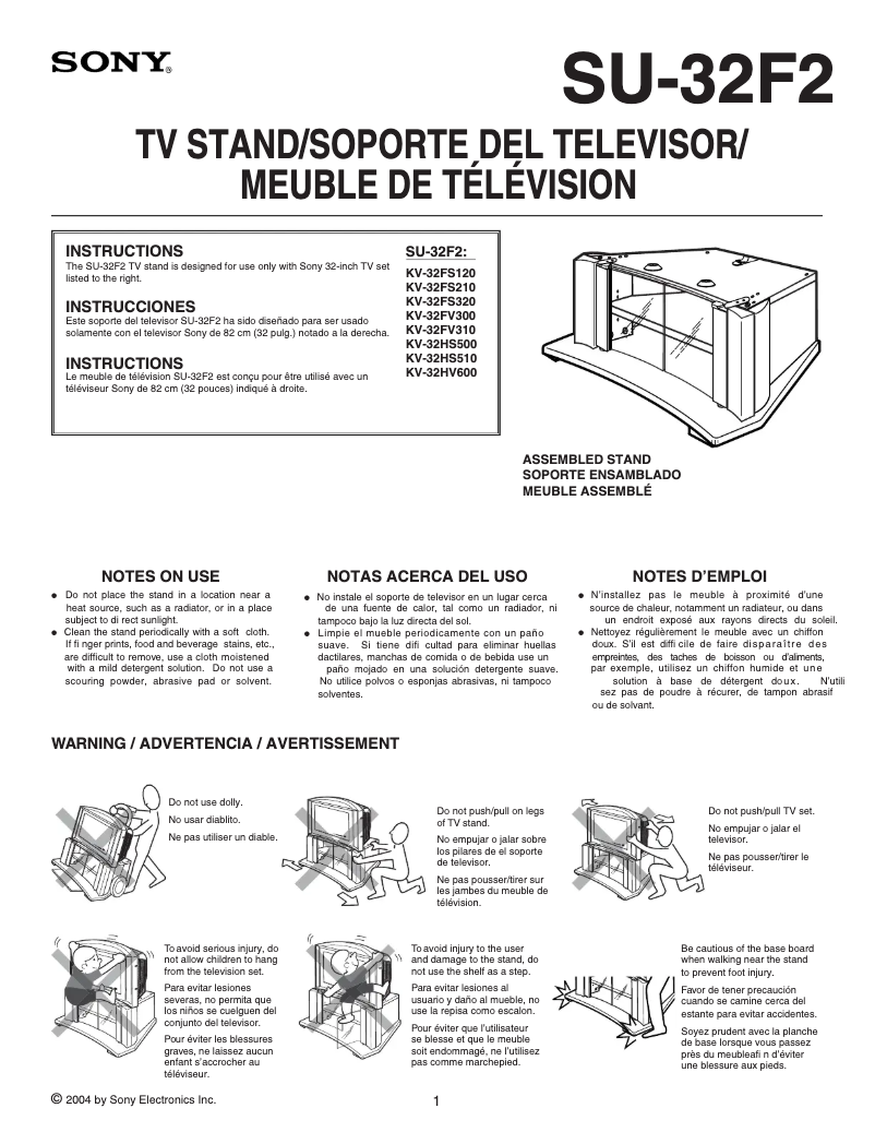 Página 1 del manual Manual de usuario Sony KV-32FS210