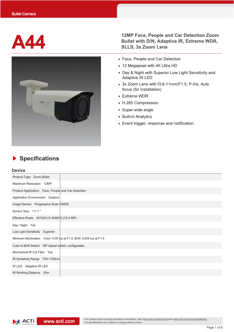 Image de la première page du manuel de l'appareil A44