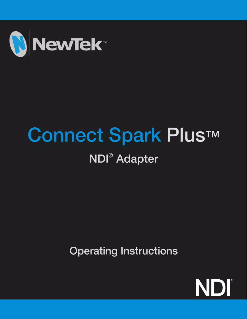 Page n°1 - Manuel utilisateur NewTek Spark Plus I/O SDI