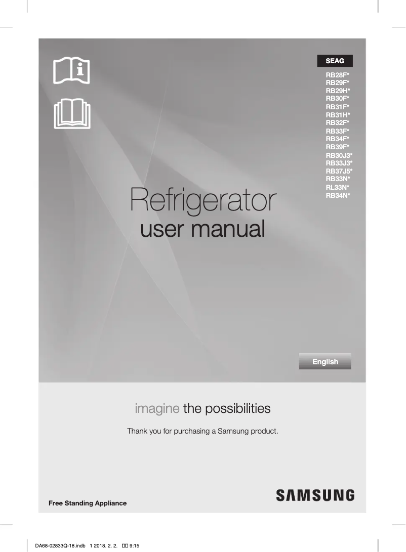 Page 1 de la notice Manuel utilisateur Samsung RB31HER2CSA