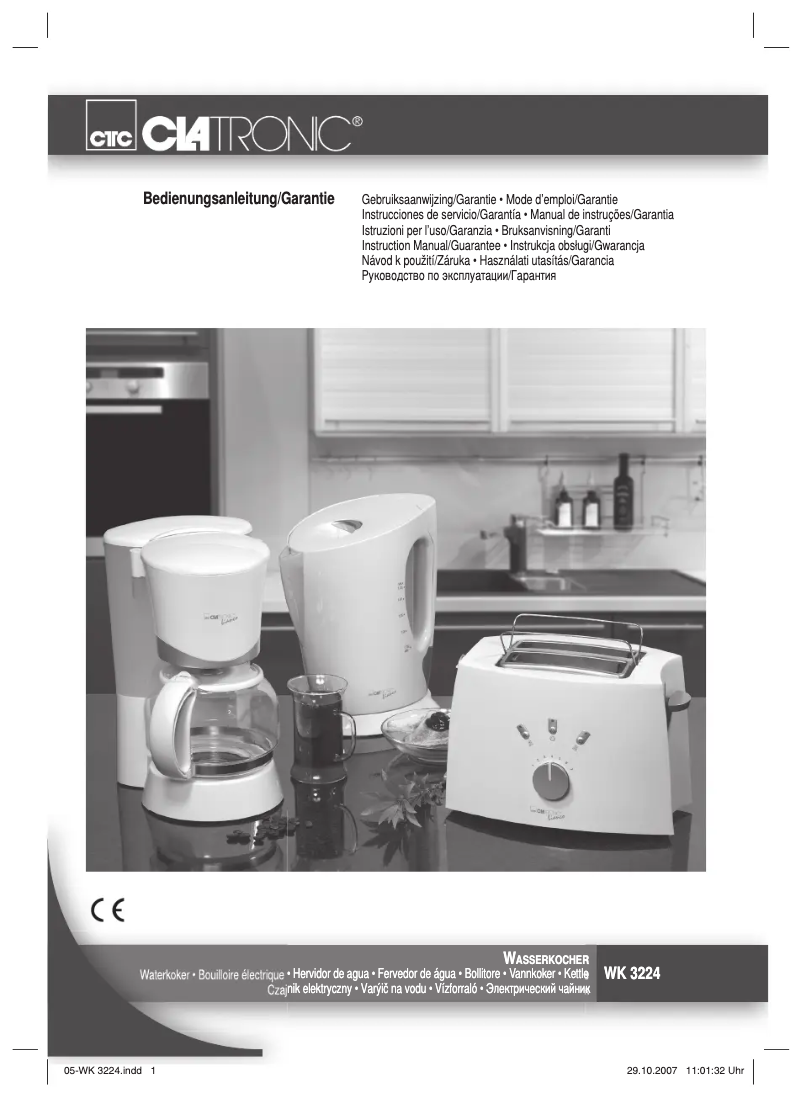 Page 1 de la notice Manuel utilisateur Clatronic WK 3224