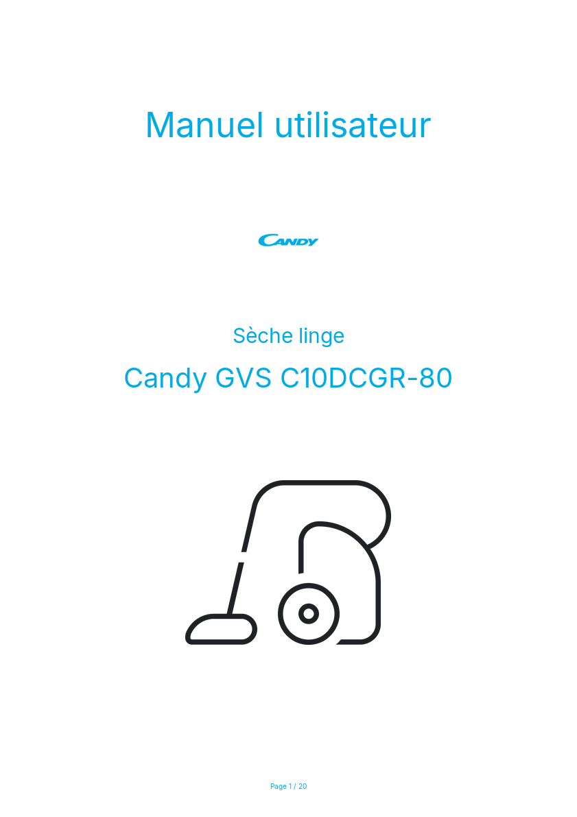 Image de la première page du manuel de l'appareil GVS C10DCGR-80