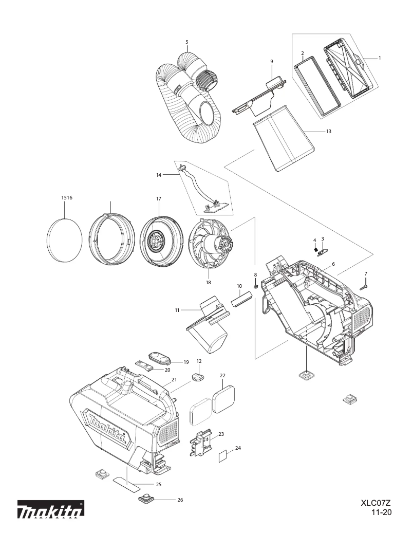 Page 1 de la notice Manuel utilisateur Makita XLC07Z