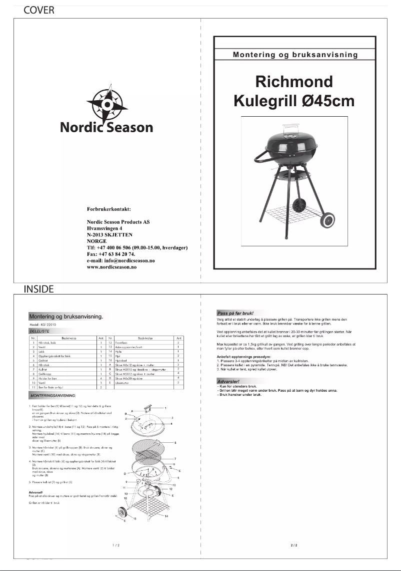 Page n°1 - Manuel utilisateur Nordic Season Richmond