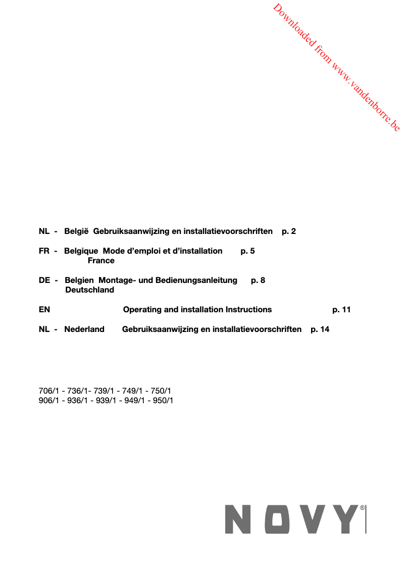 Page 1 de la notice Manuel utilisateur Novy D 949