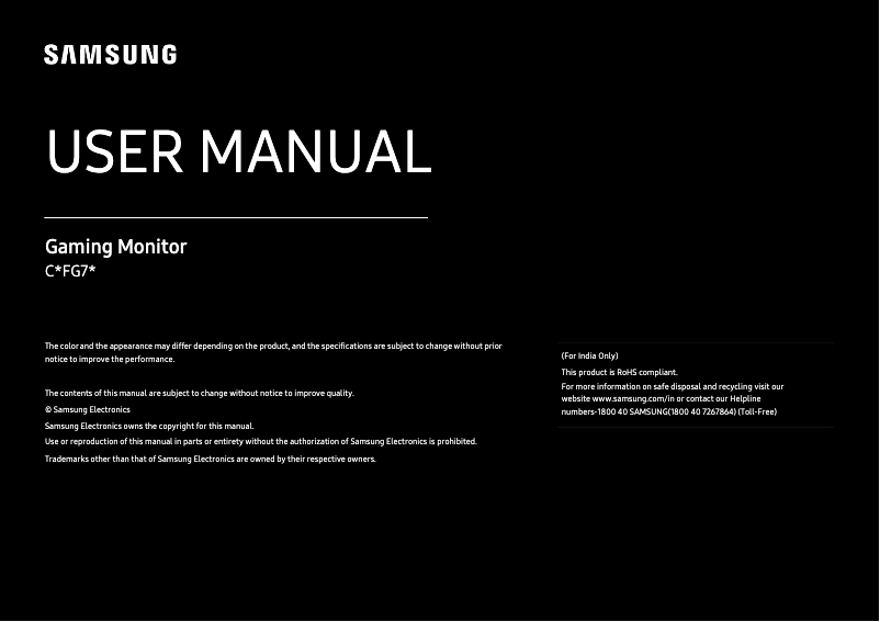 Page 1 de la notice Manuel utilisateur Samsung C24FG73FQW