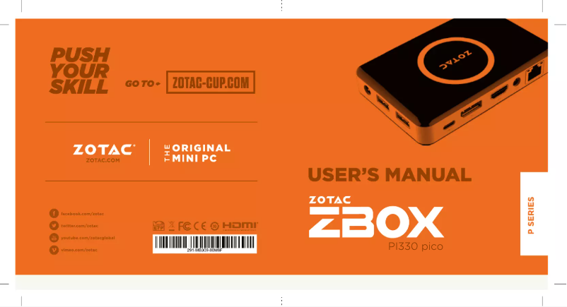 Image de la première page du manuel de l'appareil ZBox Pico 330