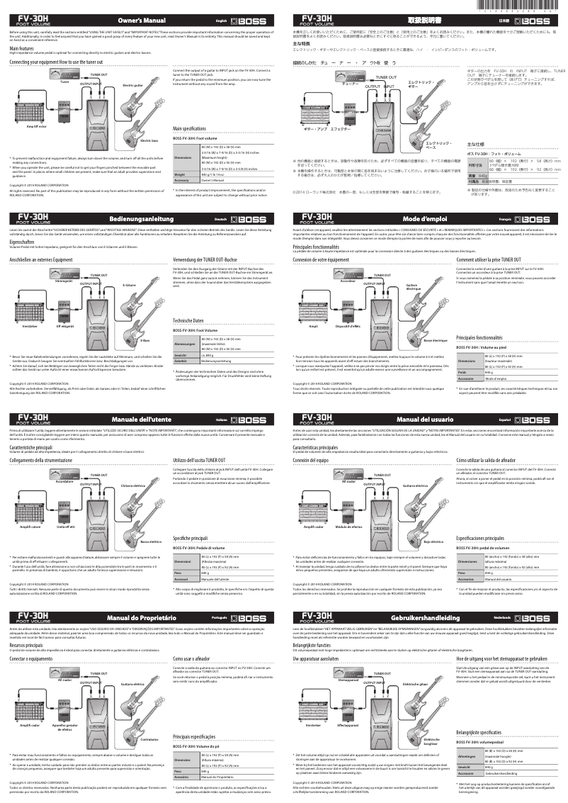Page n°1 - Manuel utilisateur Boss FV-30H