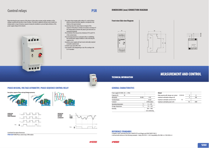 Page 1 de la notice Fiche technique Vemer PSR400